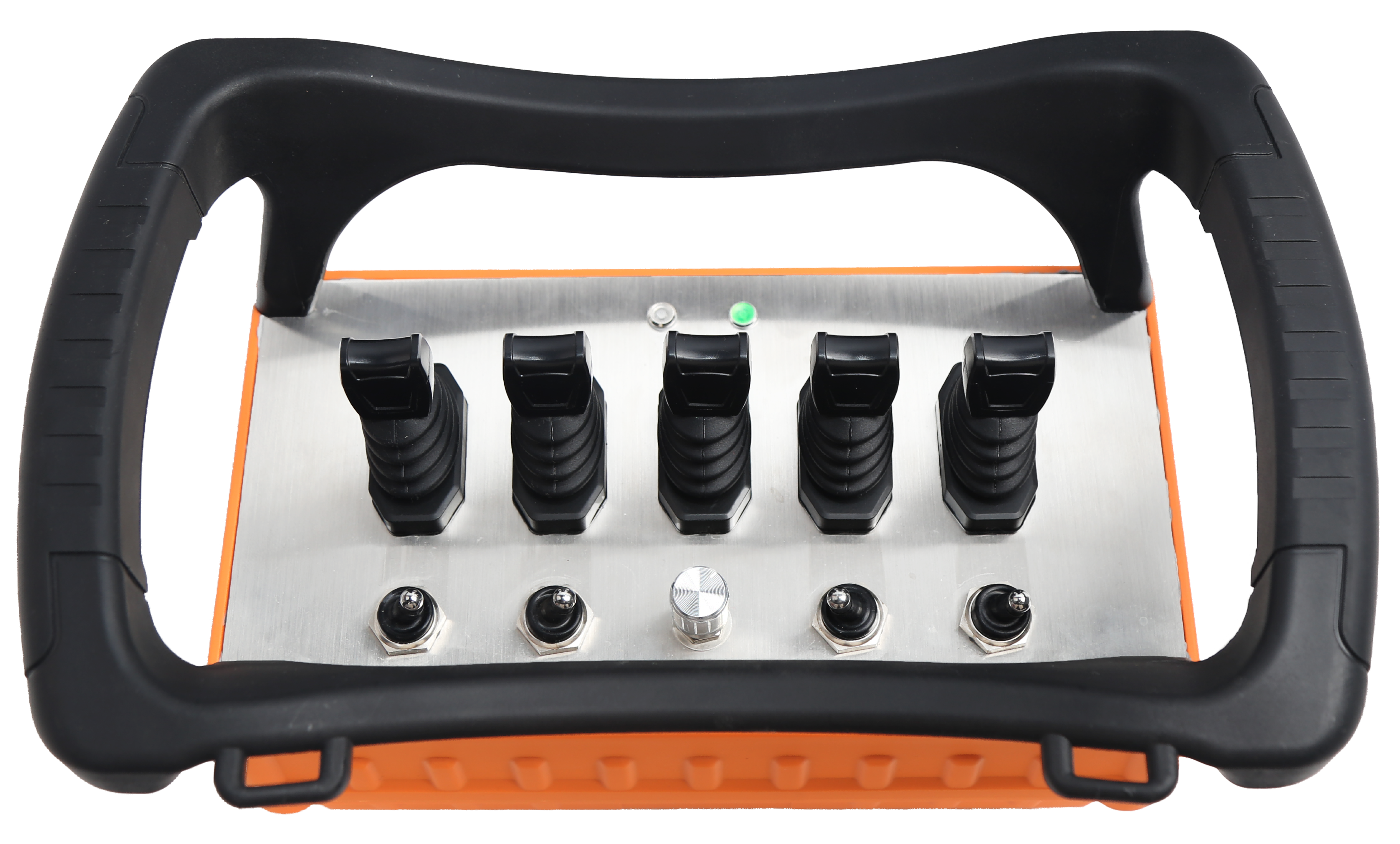 Telecomando wireless personalizzato BT500 per gru montate su camion: dispone di joystick proporzionali e controllo analogico, supporta sia la modalità manuale che quella automatica